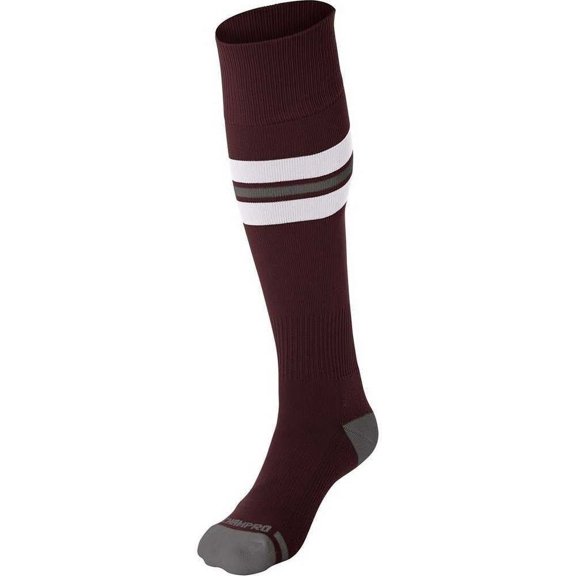 Champro AS3 Striped Baseball Knee High Socks - Maroon White Gray