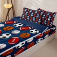 thumbnail image 3 of Castle Fairy Football Soccer Basketball Baseball Zipper Twin Comforter Sets with Fitted Sheet and 2 Pillowcases, Sport Theme Zipper Bedding Set, Blue White,4-Piece,Navy Blue Reversible, 3 of 6