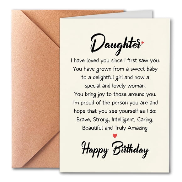 Tarjeta de cumpleaños PTRUKD divertida y sincera de mamá, papá e hija