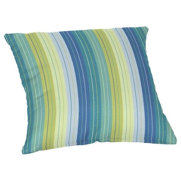 Casual Cushion Outdoor Throw Pillow, Striped Sunbrella Fade-Resistant for Patio Furniture, Adirondacks & Porch Swings, 18"W x 18"L, 6" thick, Reversible, Seville Seaside