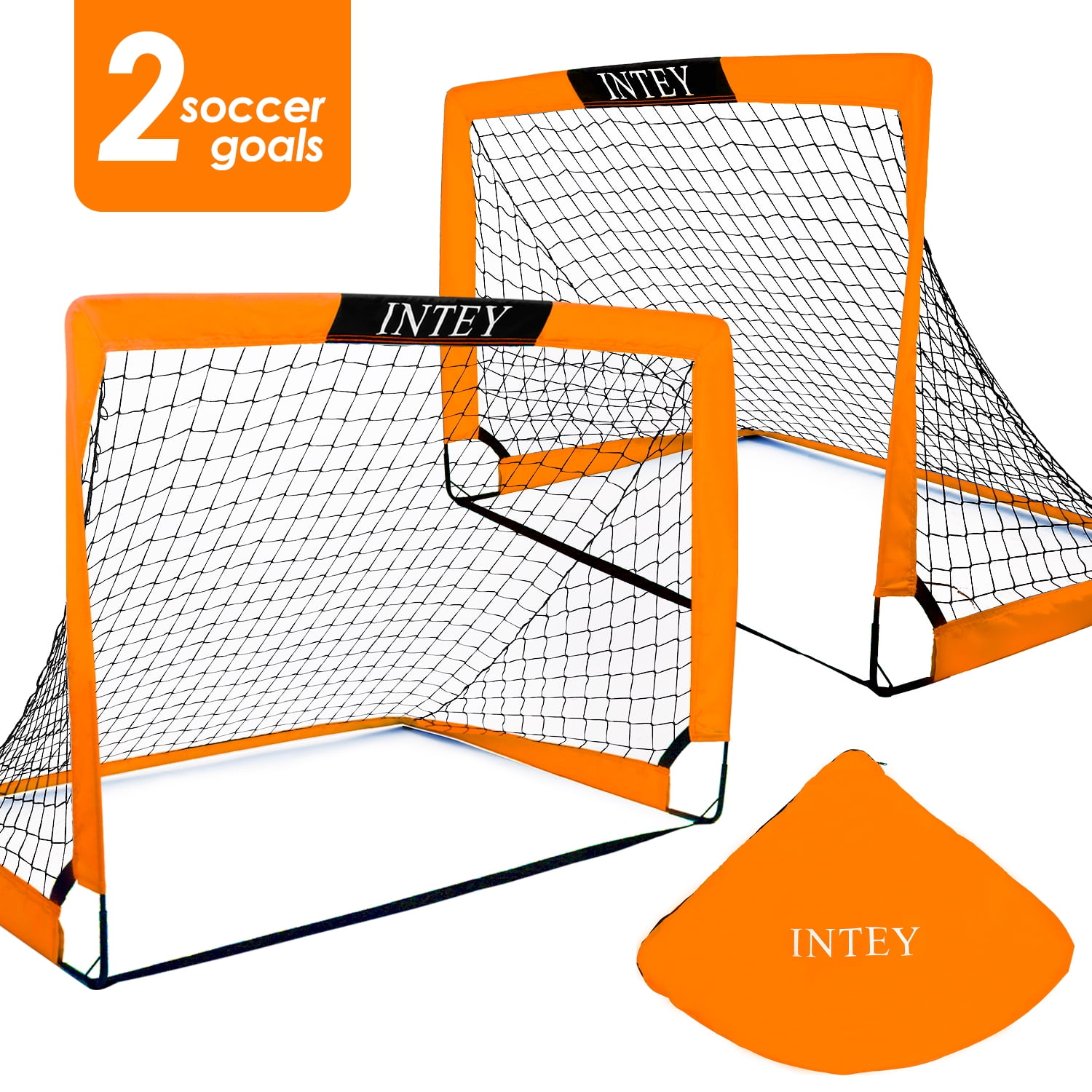 Collapsible Soccer Pop Up Goal Set of 2 Football Nets Portable Travel Bag 4ft 