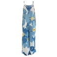 thumbnail image 4 of Mono sin mangas para mujer VISgogo con estampado floral, versión de pierna ancha, tirantes finos, ropa de verano VISgogo  moda, 4 of 5