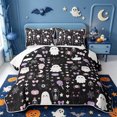 thumbnail image 2 of Manfei Boo Ghost Print Quilt Full,Happy Halloween Full Bedspread Sets,3pcs,1 Coverlet and 2 Pillowcases, 2 of 7