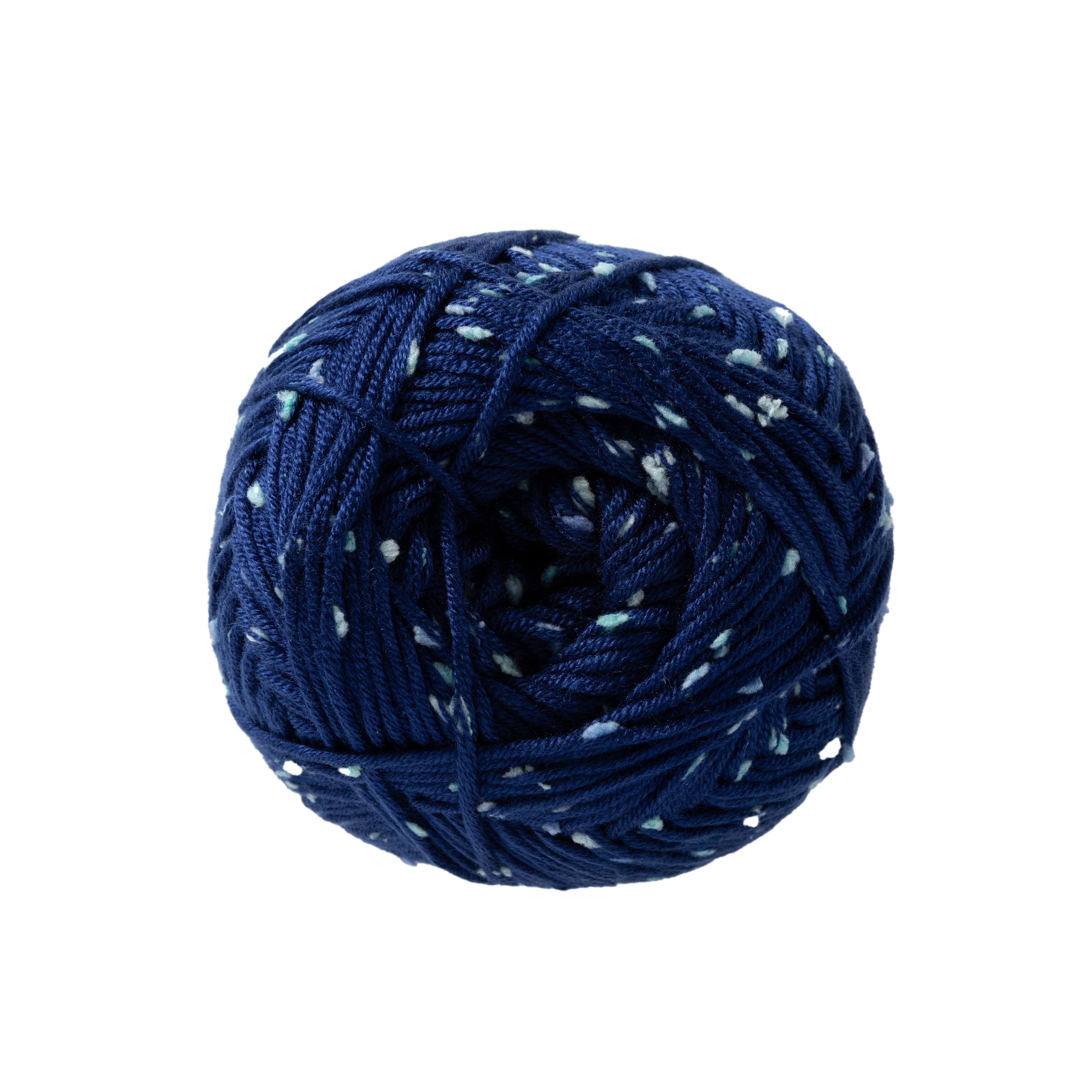 Loops & Threads Dark Blue Flecks Yarn - Medium Weight Yarn for Knitting, Crochet, Weaving, Arts & Crafts, 18 Pack
