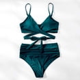 thumbnail image 2 of DPTALR Maillot de Bain Femme Deux Pièces Taille Haute Imprimé Croisé Bikini, 2 of 4