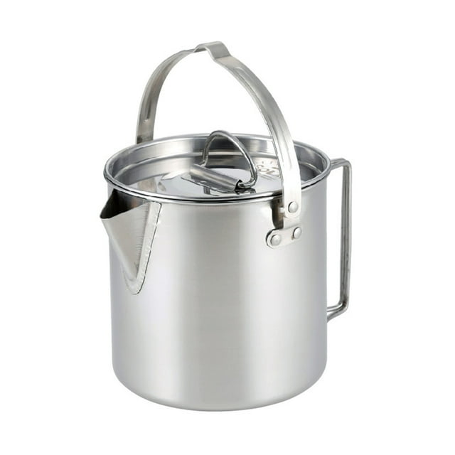 Bouilloire d'Extérieur 1,2 L en Acier Inoxydable avec Couvercle pour Cuire Faire Bouillir l'Eau Camping Pique-Nique Randonnée