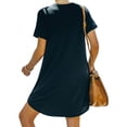 thumbnail image 3 of QAFOPEH Women Crew Neck Short Sleeve Pockets Curved Hem T-Shirt Dress, 3 of 3