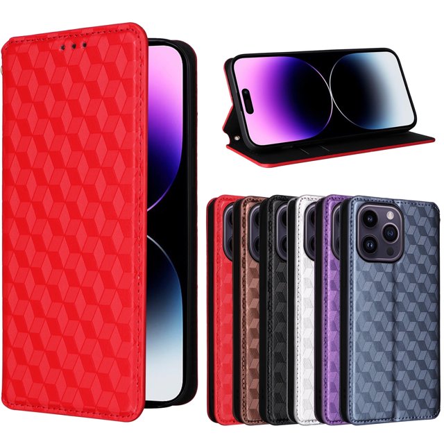 Funda de cuero de lujo con tapa para iPhone 16ProMax 16Pro 16Plus 16 15 14 Pro Max con ranura para tarjeta de crédito cerrada magnética - Shock Case