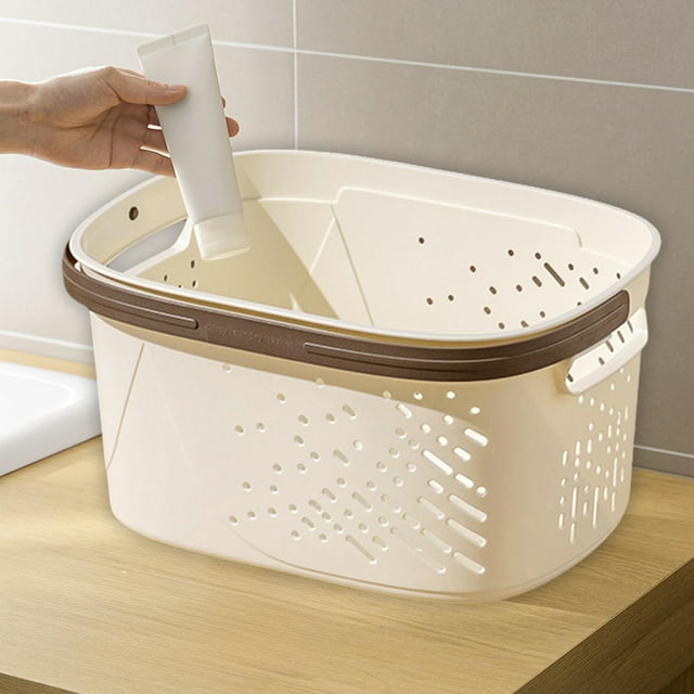 EGNMCR Organisateurs et Rangement de Garde-Robe, Panier de Salle de Bain Portable avec Poignée et Trous, Panier de Douche Paniers à Lessive pour Articles de Toilette Salle de Bain Résidence Universitaire Gym Organisateur en Plastique