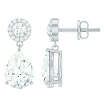 Rosec Jewels Classic Moissanite Drop Earrings for Women - 3 Ct - D-VS1 Quality, 925 Sterling Silver