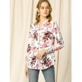 thumbnail image 3 of INSPIRE CHIC Blusa con botones de manga larga con cuello en V y blusas sueltas florales de gasa para mujer Blanco XS, 3 of 6