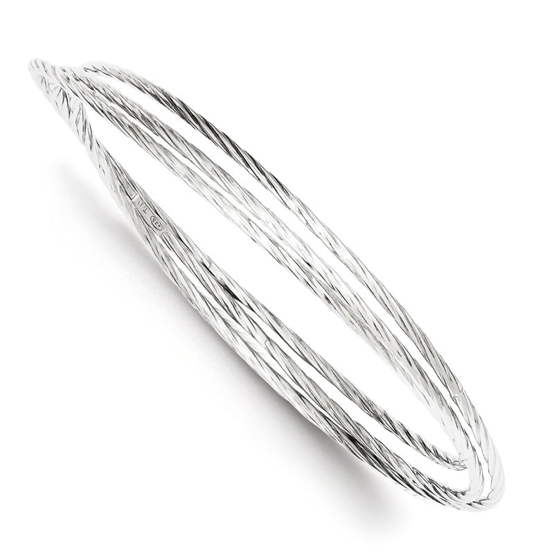 Sterling Silver Rhodium Plated Twisted Intertwined Bangle Bracelet Sterling Silver Rhodium Plated Twisted Intertwined Bangle Bracelet