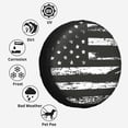 thumbnail image 2 of KAKALAD Black white vintage american flag Spare Tire Cover Universal Vehicle Accessories Buckle Car Tools 15”in, 2 of 6