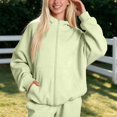 thumbnail image 5 of ZHOGXU Soft Womens Zip Up Hoodie Sweatshirt Solid Color Long Sleeve Tops Relaxed Fit Ribbed Cuffs With Pocket Office Casual Daily, 5 of 6