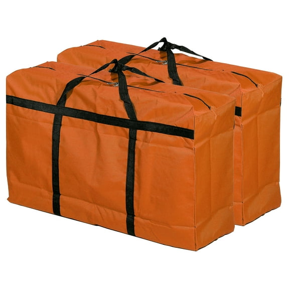 Uxcell 125L Capacity Storage Tote with Zippers Clothes Moving Tote Bags, Orange 2 Pack