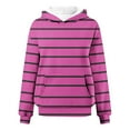 thumbnail image 3 of AGWOLF Women's Striped Sweatshirts Oversized Colorblock Hoodie Casual Long Sleeve Hooded Tops with Pocket, 3 of 4