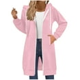 thumbnail image 7 of UngA Long Hoodies for Women Long Sleeve Oversized Sweatshirts Casual Lightweight Fleece Jackets With Pockets Women's Zip Up Hoodies (Pink,M), 7 of 7