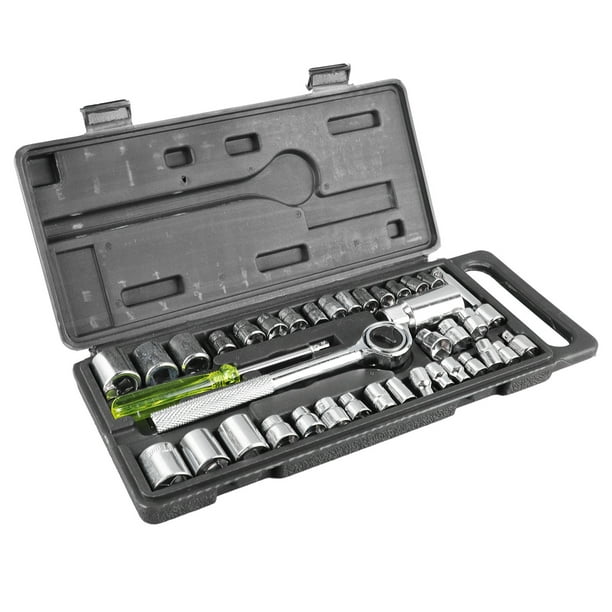 Kit de herramientas mecánicas de 40 piezas de acero al carbono, juego de vasos de fácil almacenamiento para reparación y mantenimiento de fábricas en el hogar.