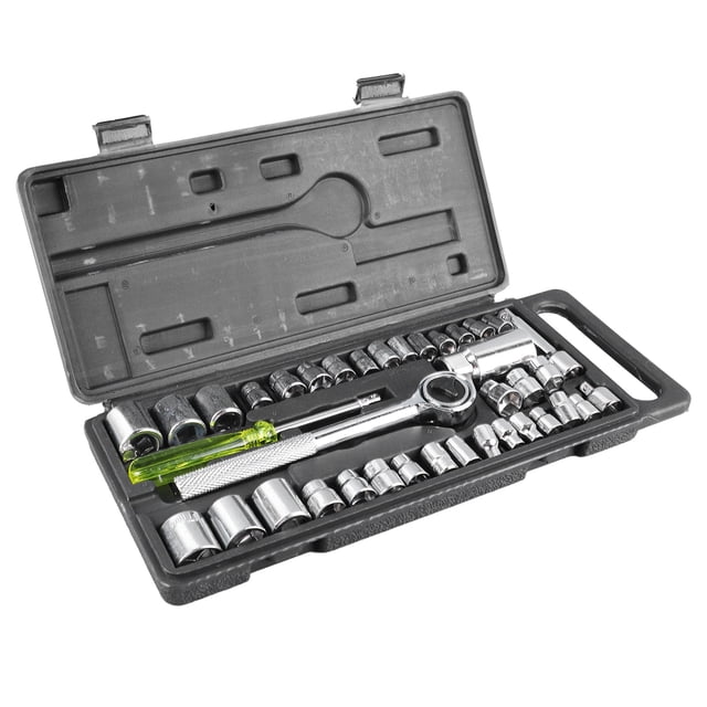 40-Piece Carbon Steel Mechanics Tool Set - Premium Home & Auto Repair Socket Kit with Storage Case, Includes Sockets, Handles, Conversion Heads & Extensions, Durable & Corrosion-Resistant, Ideal for