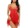 thumbnail image 5 of Women Lingerie Flower Lace Lingerie Babydoll V Neck Sleepwear Strap Chemise, 5 of 7