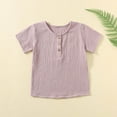 thumbnail image 2 of Hinvhai Boys Cotton Shirt Toddler Boys Pocket Button Short Sleeve T Shirt Tees Tops Purple 90, 2 of 7