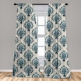 thumbnail image 5 of Ambesonne Damask Curtains, Nostalgic Baroque Blooms, Pair of 28"x63", Tan Petrol Blue, 5 of 5