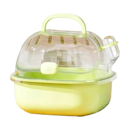 Portable Hamster Cage Bird Carrier Small Animals Travel Backpack with Water Bottle Clear Pet Carrier Lightweight Escape Proof Pet Box (Green)