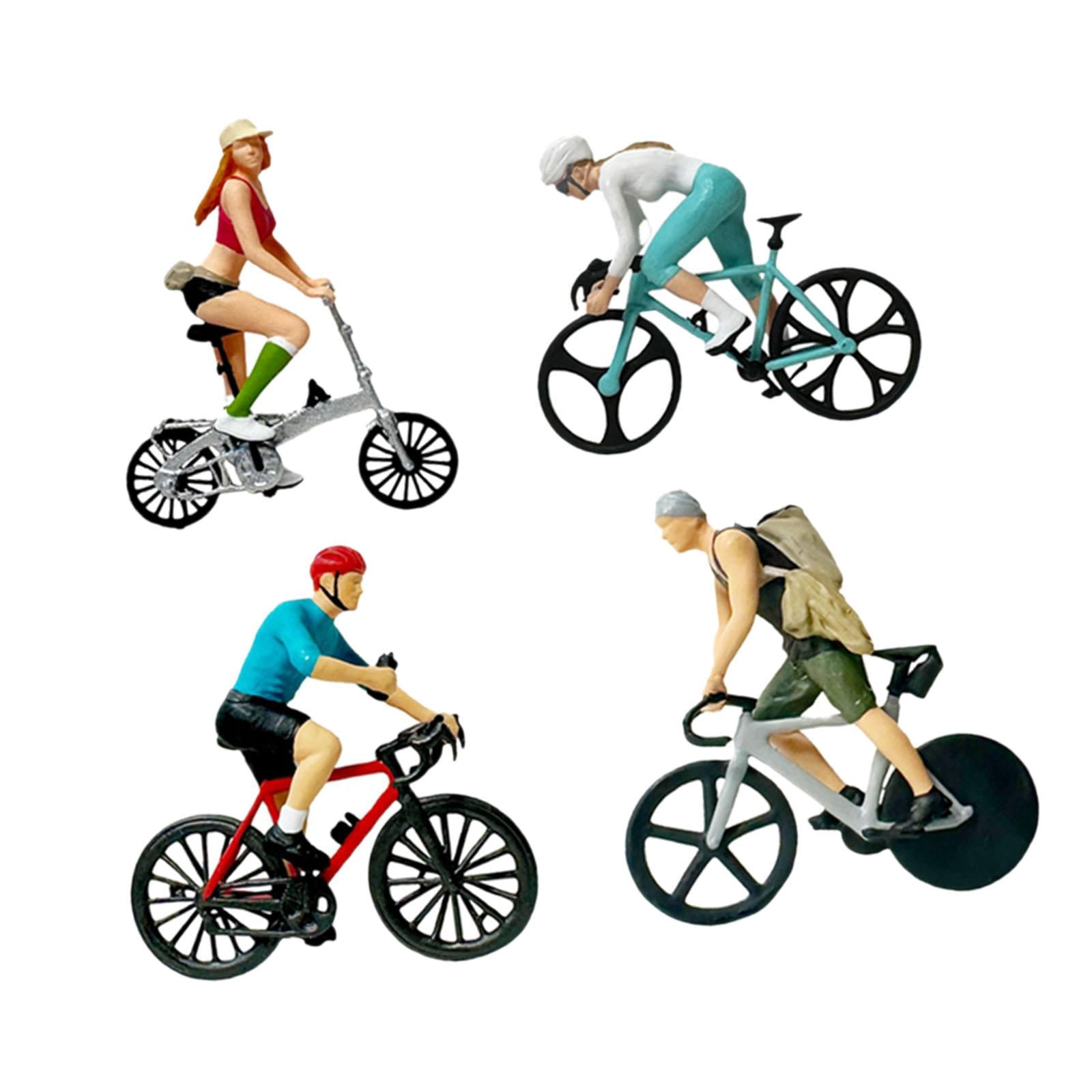 LeeQinersw 4 Pieces 1:64 Scale Rider Model Mini Figure for Miniature Scene Fairy Garden
