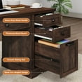 thumbnail image 5 of 58" Farmhouse Executive Desk with 4 Drawers & Charging Station, Office Computer Desk with File Drawer, Rustic Wooden Study Desk Workstation for Home Office, 5 of 9