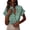 Green -CE31, variant on Nestiefly Womens Puffy Sleeves Tops Button Down Shirt Ruffle Shirt Short Striped Plaid Work Tops Trendy Babydoll Stand Collar Blouse Gray L