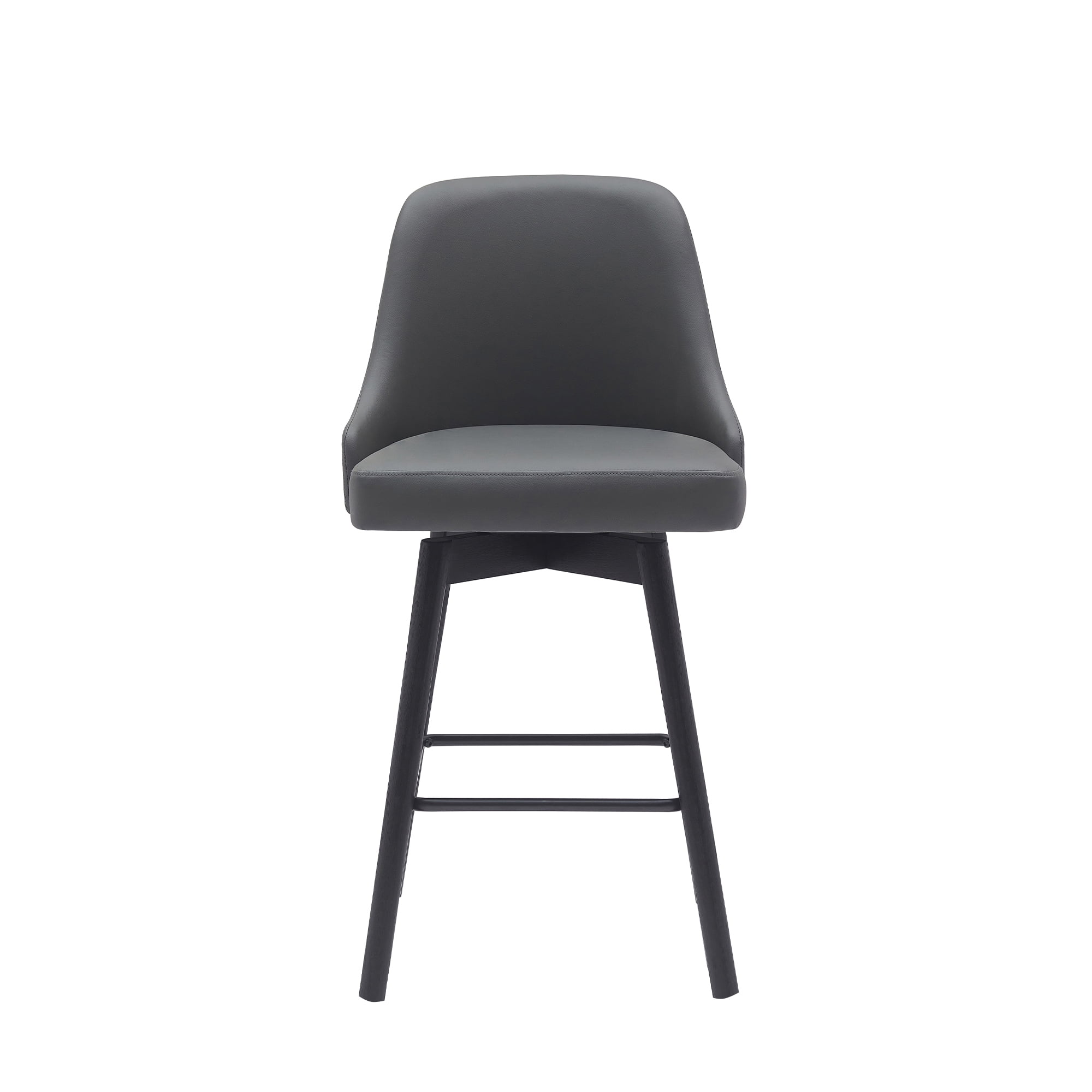 Armen Living Indoor Shelly 30" Bar Height Swivel Cream Faux Leather and Walnut Wood Bar Stool