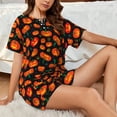 thumbnail image 4 of Rocae Pumpkin Fallen Leaves for Two Piece Sleepwear Pajamas Sets for Women Soft Short-Sleeved Pjs with Lounge Shorts -Small, 4 of 6