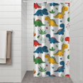 thumbnail image 2 of Colorful Dinosaur and Leaf Pattern Shower Curtain 36"x72" ,Bathroom Decorative Shower Curtains Set with 12 Hooks,Modern Waterproof Washable Shower Curtain, 2 of 6