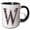 Black/White, variant on 3drose, Pretty Image of Ruby Jeweled Monogram Letter W, 11oz Magic Transforming Mug