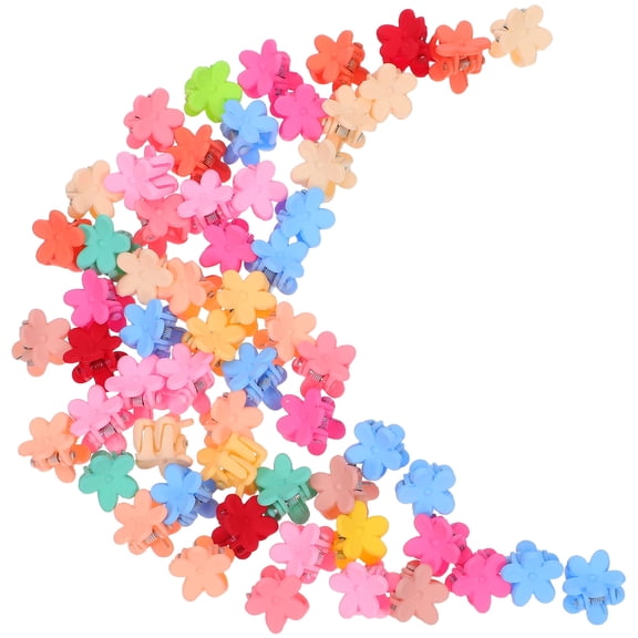 SOPOTUTU 60pcs Assorted Color Mini Plastic Floral Hair Claw Clips for Decorative Use and Styling