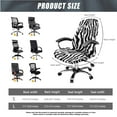 thumbnail image 5 of FKELYI Black Zebra Print Office Chair Slipcover with 2 Pcs Stretchable Armrest Covers High Back Swivel Boss Chair Protector Cover Anti-Dust Armchair Decor, Small, 5 of 6