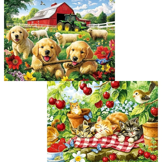 Puzzle najiaxiaowu, paquete de 2 unidades, 300 unidades, gatitos y cachorros de 52 x 38 cm