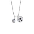 thumbnail image 2 of Delight Jewelry Silvertone 3-D Enamel Soccerball Spinner Silvertone Script Initial Disc - R - Charm Necklace, 20"+3", 2 of 4