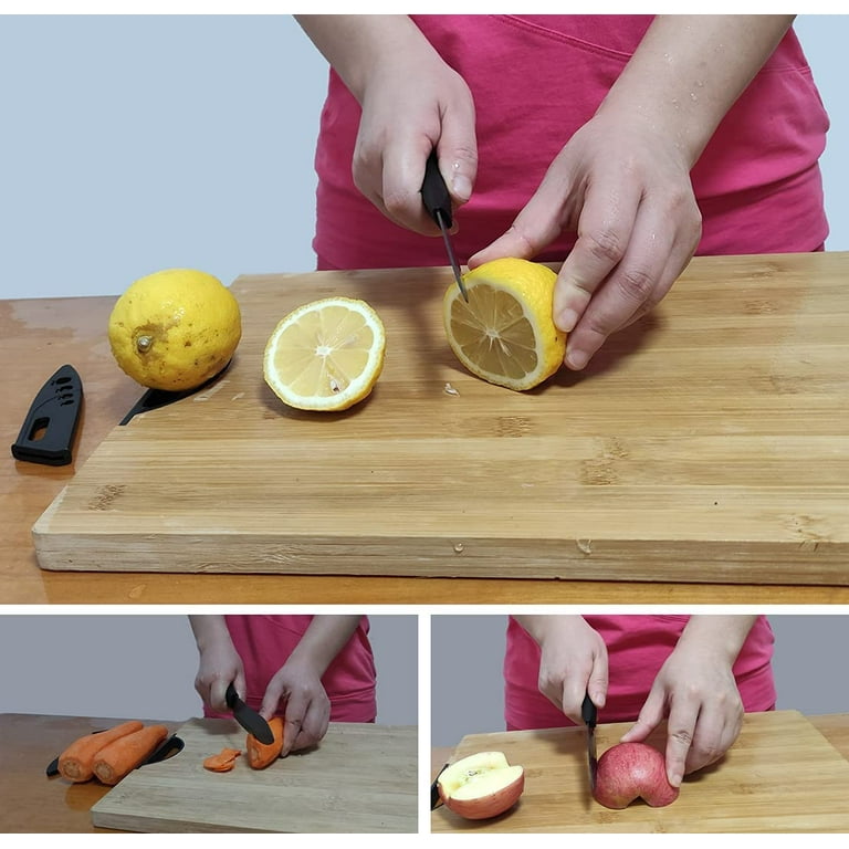  CORESLUX Ceramic knife, 6 Piece Ceramic Kitchen Knife Set, Ceramic  Knives Set for Kitchen 6 Chef Knife 5 Utility Knife 4 Fruit Knife 3  Paring Knife 1'' Vegetable Fruit Peeler(Black): Home
