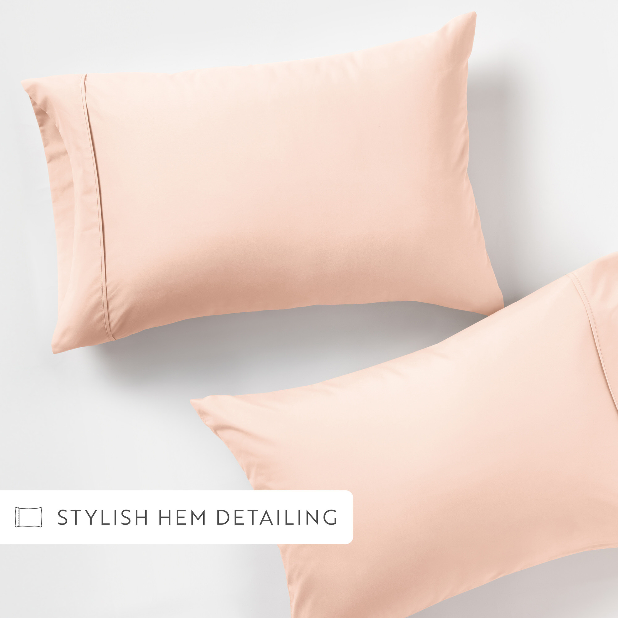 Noble Linens 2 Piece Pillow Case Set, Blush, Standard/Queen