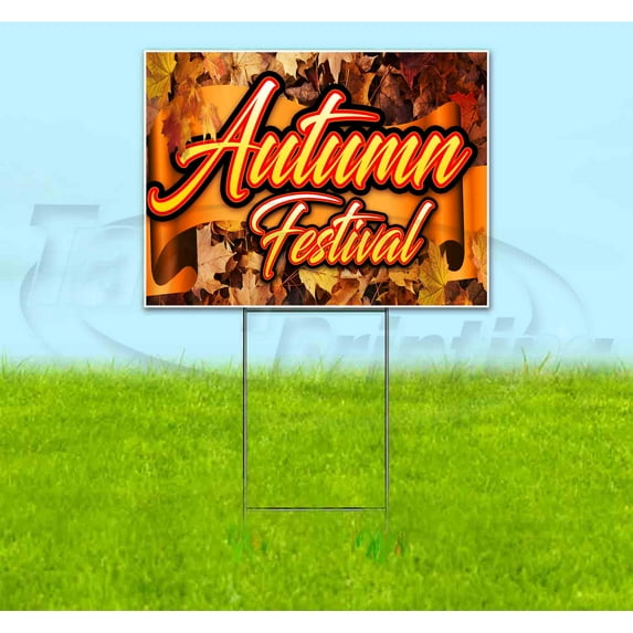 Autumn Festival Ribbon (18" x 24") Yard Sign, Includes Metal Step Stake