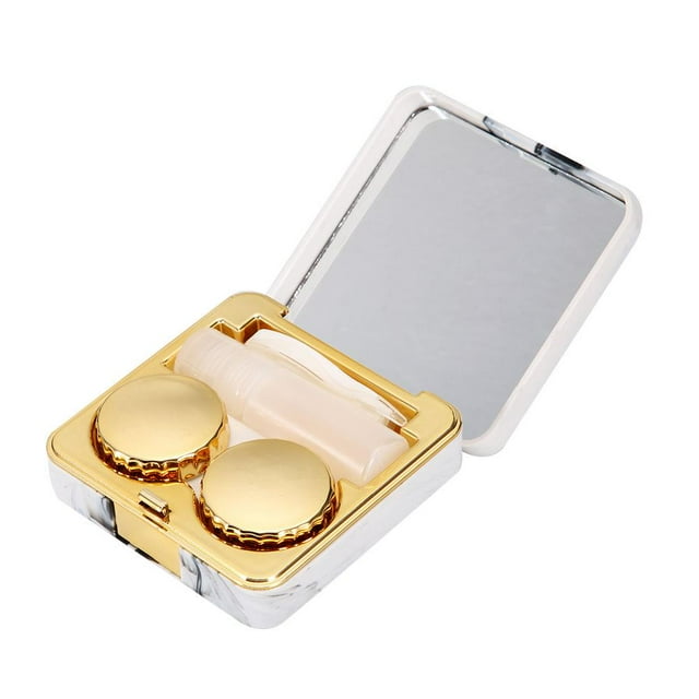 Greensen Portable Marble Surface Mirror Square Soaking Contact Lens Case ,Contact Lens Case, Portable Contact Lens Case