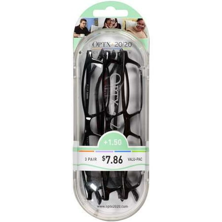 Optx 20/20 3-Pack Reading Glasses, +1.5