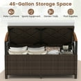 thumbnail image 4 of Gymax Outdoor Storage Bench w/Cushion Backrest & Acacia Wood Armrests Hidden Storage, 4 of 10