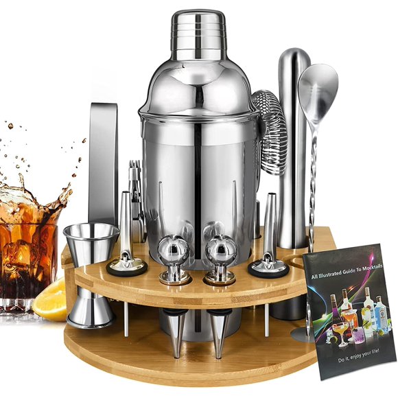 KAMYSEN Cocteleras 12 Piezas Cocktail Bar Set Kit Juego de Camarero Mezclador,Conjuntos para Coctelera de Cóctel para Bar, Hogar Mezclar Bebidas