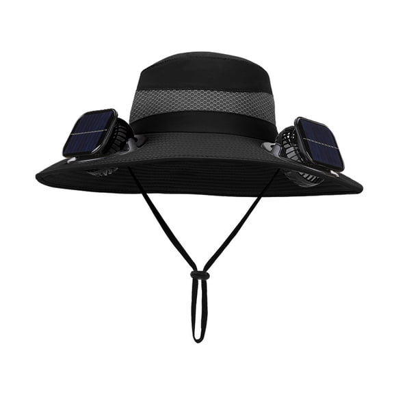 Kugisaki Sun Hat with Fans Solar Power Fan Wide Brim Sun Hat Fishing Essentials for Hiking Beach Summer Outdoor