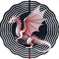 thumbnail image 2 of Intricate Metal Hanging Wind Spinner - Majestic Dragon Design in Pinkish - Red Perfect for Yard and Garden Decor Captivating Fantasy Art, 2 of 6