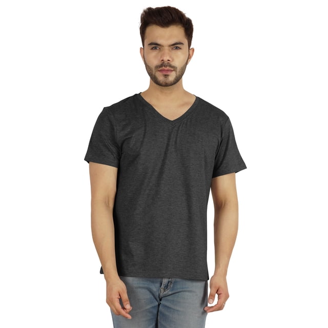 Inkmeso T-Shirt de Base à Col en V pour Homme, Manches Courtes, Uni, Coupe Régulière, en Coton
