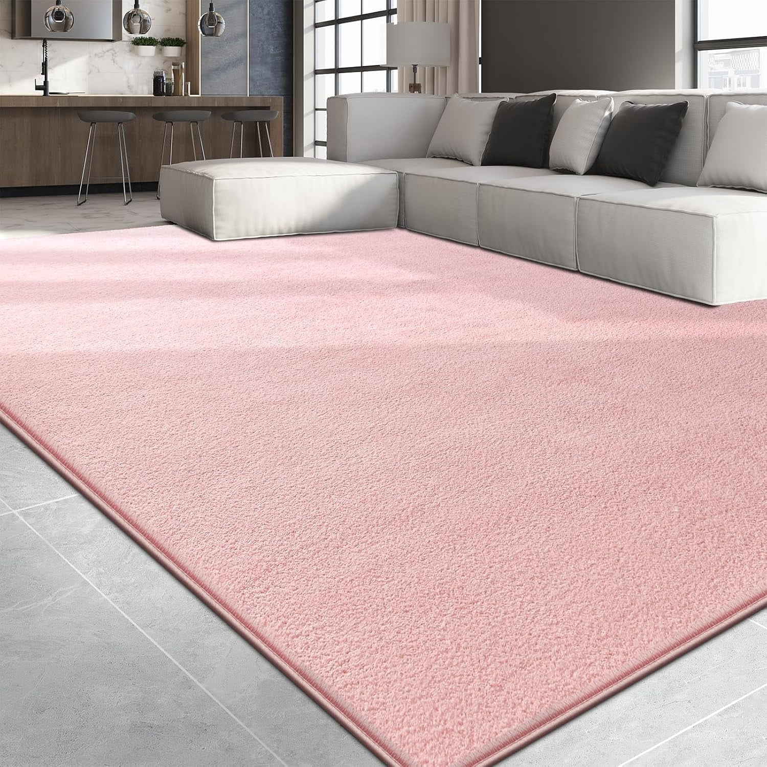 TWINNIS Soft Area Rug Modren Rugs for Living Room Memory-Foam Carpets,Softness Rugs for Bedroom,Pink,6'x9'