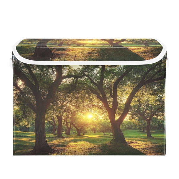 Storage Box With Lid 16.5x12.6x11.8In Foldable Stacked Household Storage Box Big Summer Tree